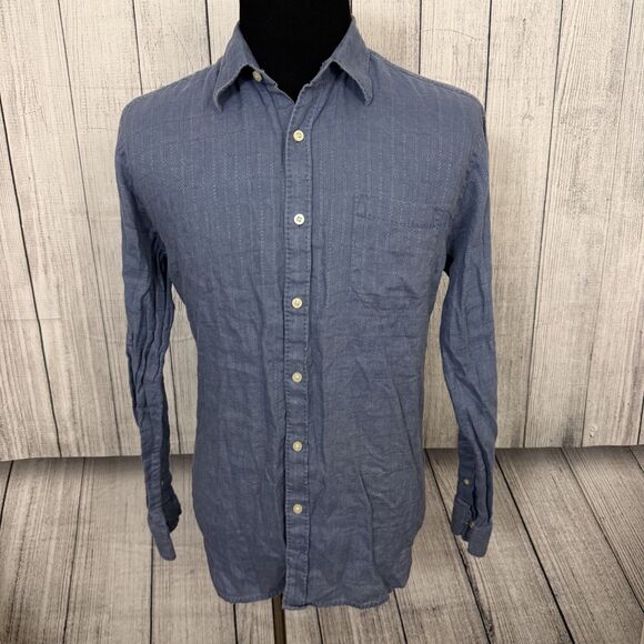 Tommy Bahama Men's Large Blue 100% Linen Long Sleeve Button-Front Shirt - Picture 1 of 6